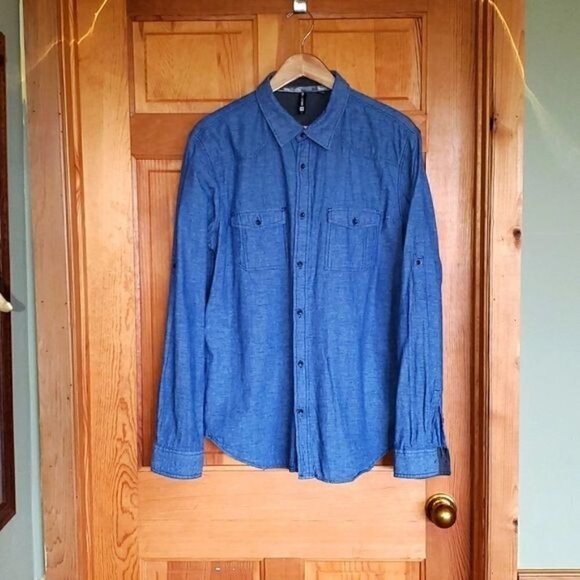 LAST CHANCE Ocean Current Full Button Down Sz XL Blouse w Possible Roll-up Slvs - Picture 1 of 14